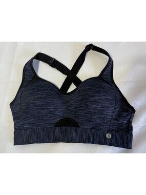 Layer 8 Sport Bra Womens Medium Heathered Blue Quick Dry Racerback Adjustable